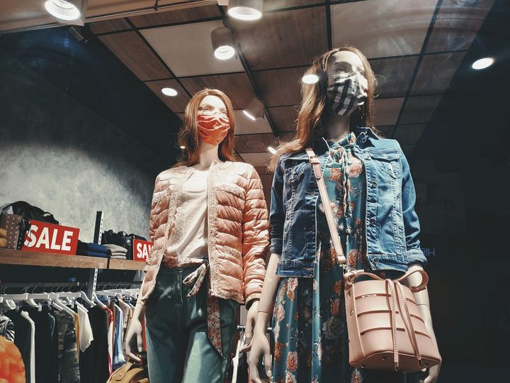 Mannequins with face masks